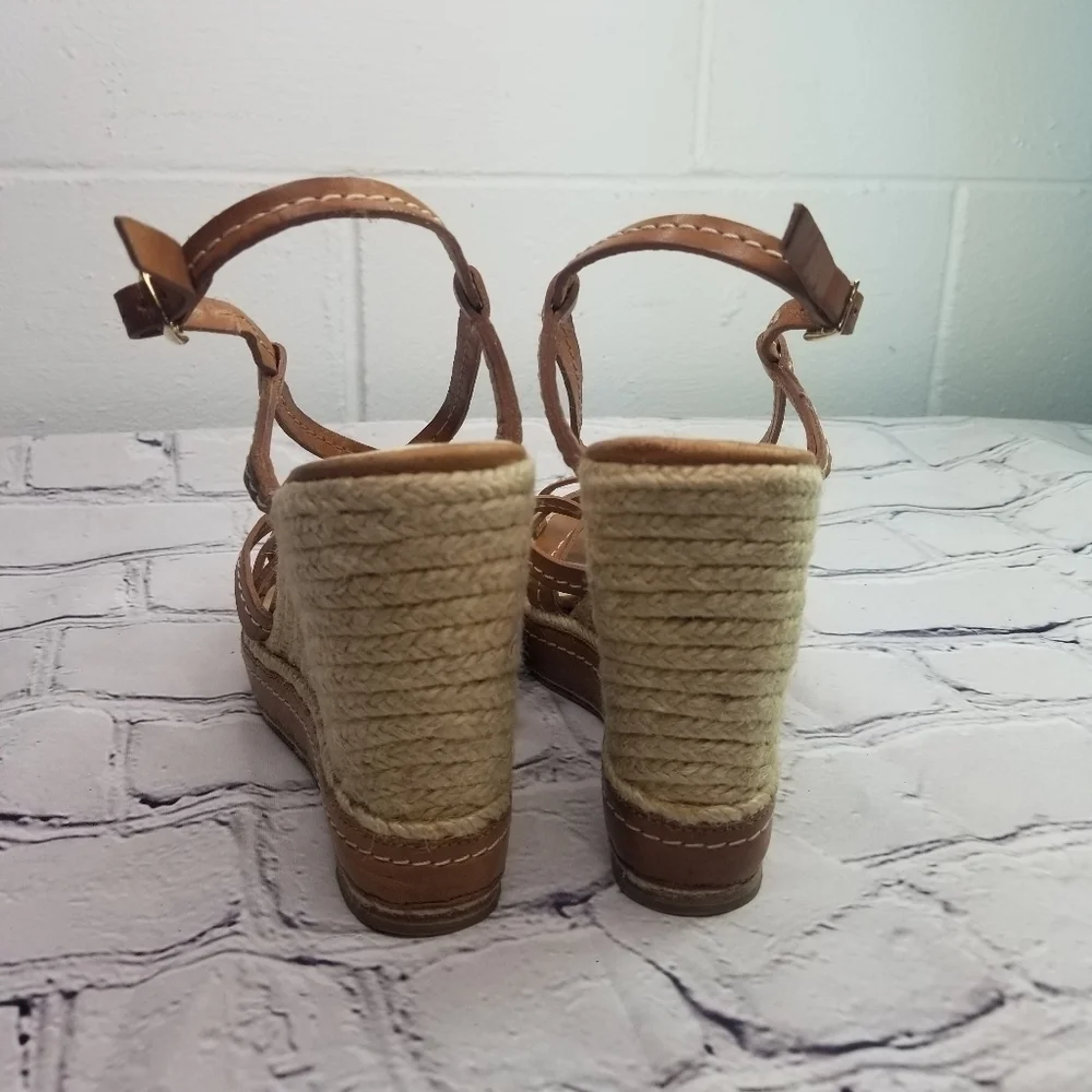 L.K. Bennett strappy leather espadrille wedge platform sandals